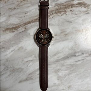 Brown Faux Leather Men's Watch